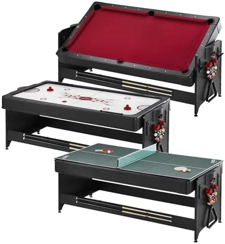 fat cat original 3 in 1 7 pockey multi game table red
